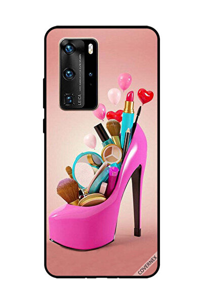 Covernex Protective Case Cover For Huawei P40 Pro Pink Shoe With Makeup Items