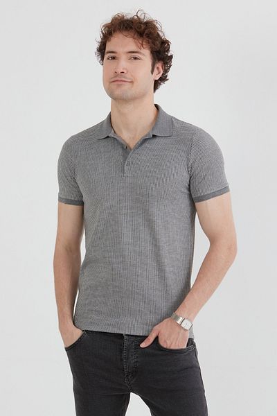 Fulla Moda Μπλουζάκι με γεωμετρικό σχέδιο με μισό κουμπί με γιακά πόλο