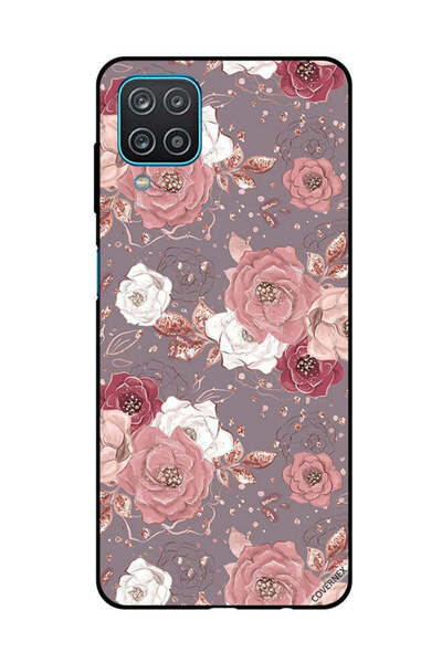 Covernex غطاء حماية لهاتف سامسونج جالاكسي A12/M12 بلون الشوكولاتة ونقشة زهور