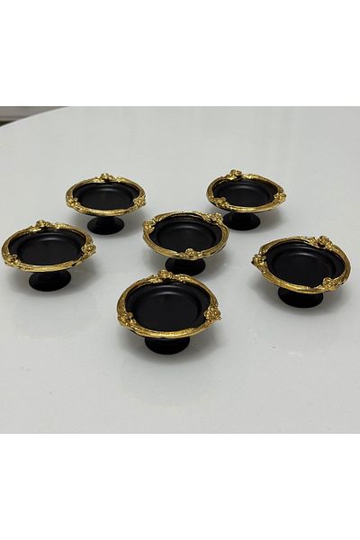 SEVA ÇELİK Black Color Rose Frame 6 Pieces Macaron Cup Coffee so Lucky Cup