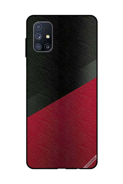 Covernex غطاء حماية لهاتف سامسونج جالاكسي M51 بنقشة جلد أسود وأحمر