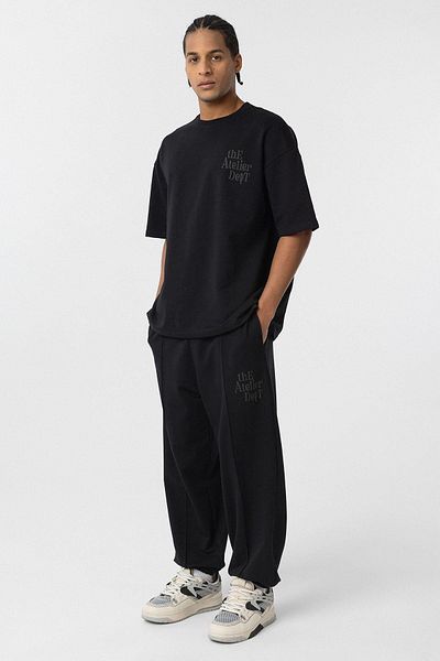 VAMOSCLO Oversize Printed Tracksuit Set Black