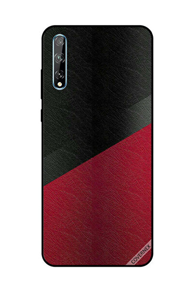 Covernex غطاء حماية لهاتف هواوي Y8P/P Smart S بنمط جلدي أسود وأحمر