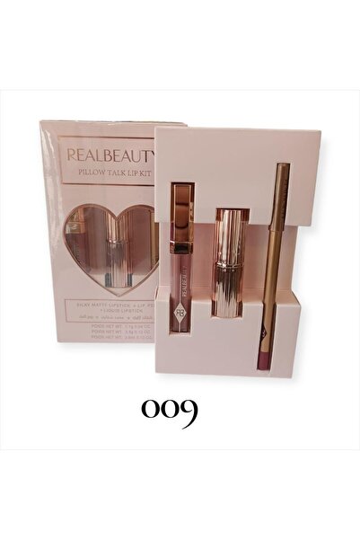 real beauty طقم شفاه فاخر من ريال بيوتي – 3 قطع لإطلالة جذابة تدوم طول اليوم الوان -009