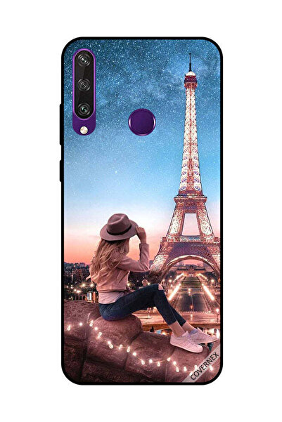 Covernex غطاء حماية لهاتف هواوي Y6P - فتاة القبعة البنية وبرج إيفيل