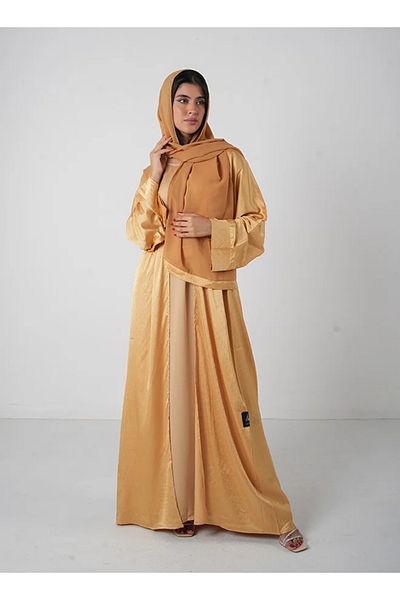 Jameela Gold Bling Open Abaya 3 pieces Set