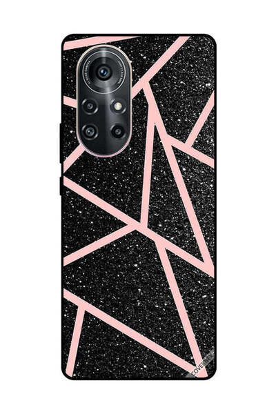 Covernex غطاء حماية لهاتف هواوي نوفا 8 برو 5G، أسود لامع، بنقشة مسارات وردية ...