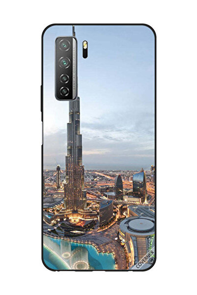 Covernex غطاء حماية لهاتف هواوي نوفا 7SE/P40 لايت 5G منظر جميل لوسط مدينة دبي
