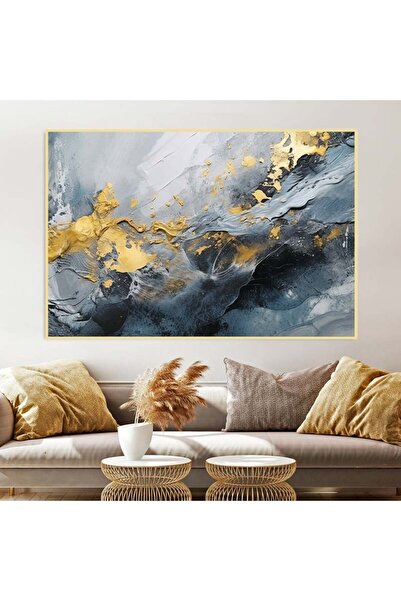 Marktna لوحة قماشية بتصميم الفن التشكيلي مع برواز ذهبي مجوف