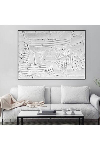 Marktna لوحة جداربة قماشية مطبوعة بتصميم اللوحة الجبسية مع برواز أسود مجوف