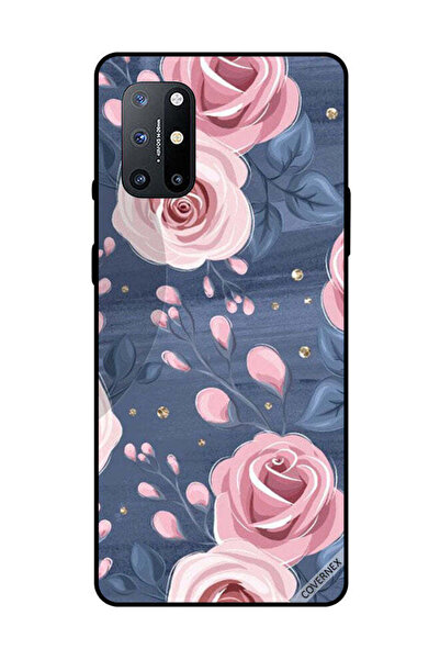 Covernex غطاء حماية لهاتف OnePlus 8T بنقشة ورود وردية وأوراق رمادية داكنة