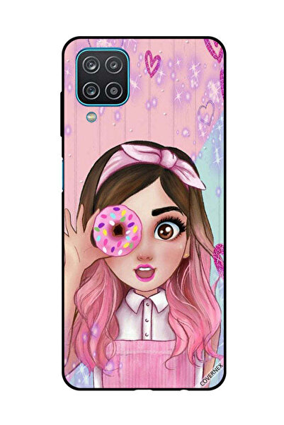 Covernex غطاء حماية لهاتف سامسونج جالاكسي A12/M12 فتاة صغيرة لطيفة تحمل دونات