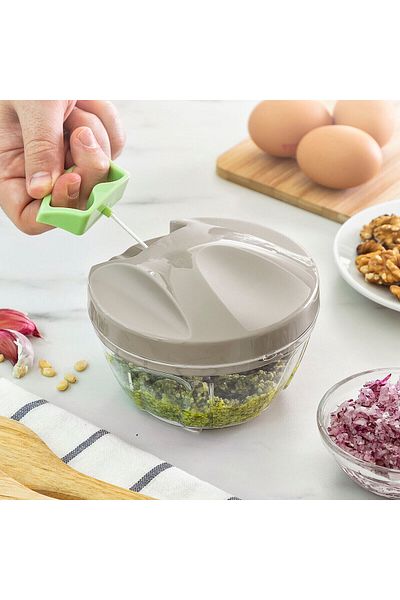 InnovaGoods Mini tocător manual, Spinop InnovaGoods, 400 ml, verde-gri