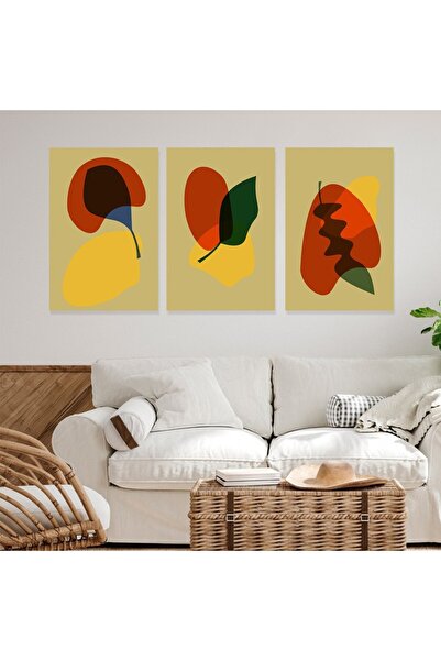 Marktna ثلاث لوحات خشبية ام دي اف بتصميم الفن البوهيمي بمقاس اجمالي 120x60