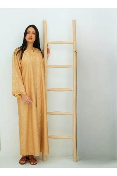 Jameela Gold Full lace Open Abaya 3 pieces Set