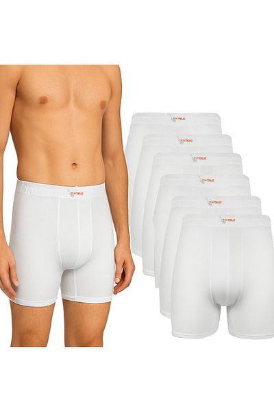 TEXTELO shorts combed white underwear for men's Cotton 100% Long Leg Short Briefs (6 Pack) Closed