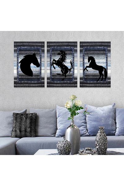 4gdran Three 120x60 cm MDF Horse Design Wooden Panels