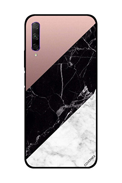 Covernex غطاء حماية لهاتف Honor 9X Pro، أبيض، أسود، سطح رخامي، بنمط عادي