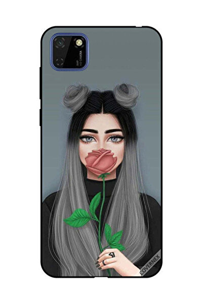 Covernex غطاء حماية لهاتف هواوي Y5P بطبعة فتاة لطيفة تخفي فمها على شكل وردة خ...