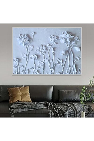 SND لوحة جداربة قماشية مطبوعة بتصميم اللوحة الجبسية مع برواز فضي مجوف