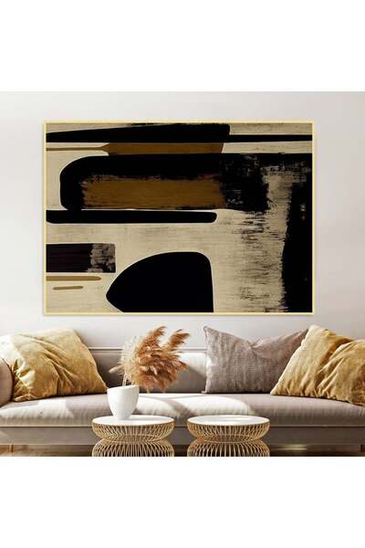 SND لوحة قماشية بتصميم الفن البوهيمي مع برواز ذهبي مجوف