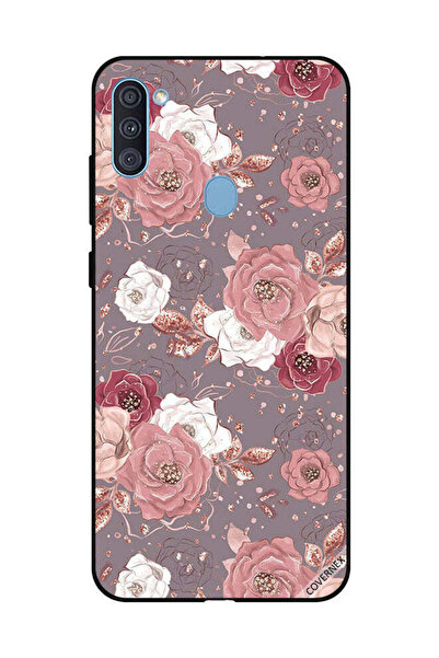 Covernex غطاء حماية لهاتف سامسونج جالاكسي A11 بنقشة زهور بلون الشوكولاتة
