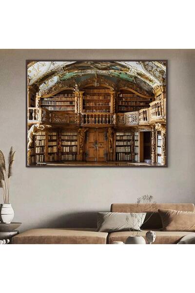 SND لوحة قماشية بتصميم مكتبة مع برواز شامبين مجوف