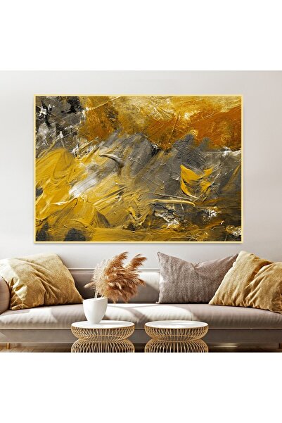 SND لوحة قماشية بتصميم الفن التشكيلي مع برواز ذهبي مجوف