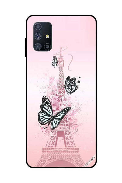 Covernex غطاء حماية لهاتف سامسونج جالاكسي M51 برسومات فراشات سوداء على برج إيفيل