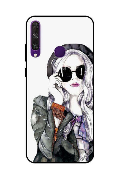 Covernex غطاء حماية لهاتف هواوي Y6P أسود زجاجي ستايلس لطيف للبنات