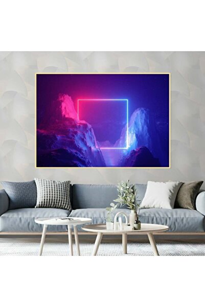 SND لوحة قماشية بتصميم مودرن مع برواز ذهبي مجوف