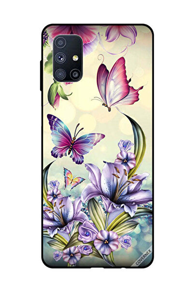 Covernex غطاء حماية لهاتف سامسونج جالاكسي M51 بنقشة زهور أرجوانية وفراشات