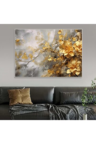 4gdran لوحة قماشية بتصميم الفن التشكيلي مع برواز فضي مجوف