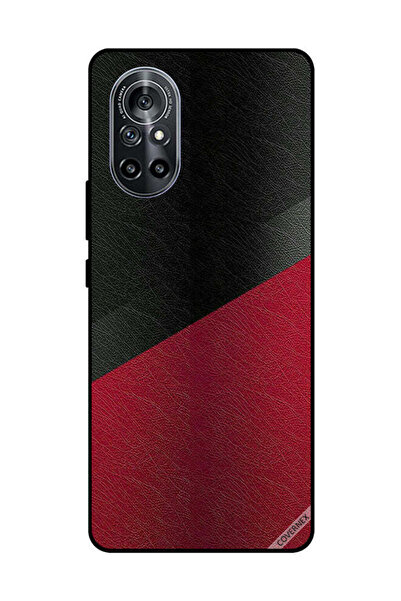 Covernex غطاء حماية لهاتف هواوي نوفا 8 5G بنمط جلدي أسود وأحمر