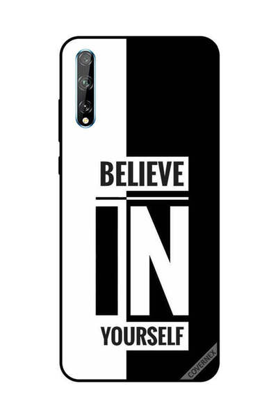 Covernex غطاء حماية لهاتف هواوي Y8P/P Smart S، ثق بنفسك، أسود وأبيض