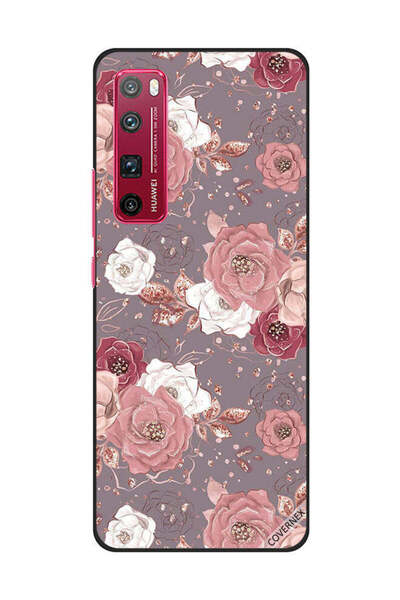Covernex غطاء حماية لهاتف هواوي نوفا 7 برو، لون الشوكولاتة، بنقشة زهور