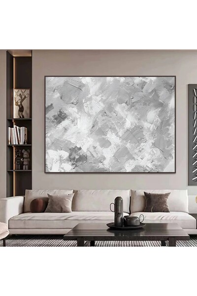 SND لوحة قماشية بتصميم الفن التشكيلي مع برواز بني مجوف