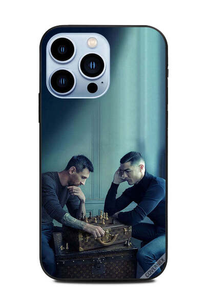 Covernex غطاء حماية لهاتف أبل آيفون 13 برو ميسي ضد رونالدو يلعبان الشطرنج