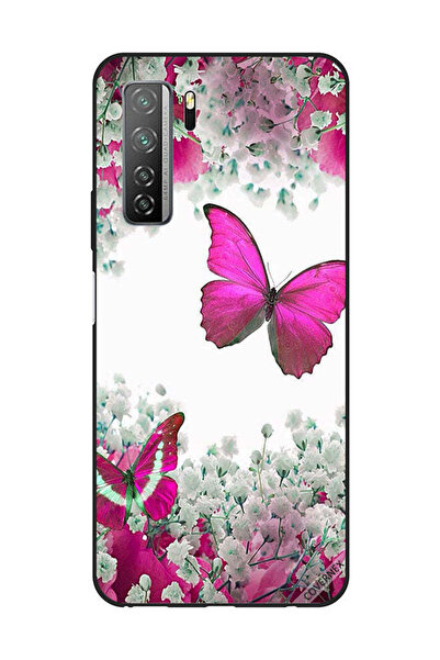 Covernex غطاء حماية لهاتف هواوي نوفا 7SE/P40 لايت 5G - وردي داكن - فراشة وزهو...