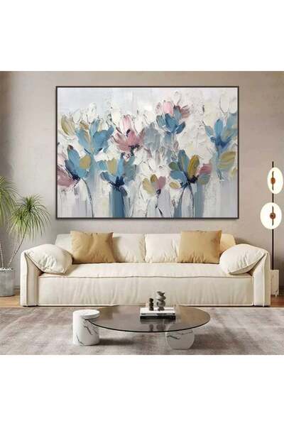 4gdran لوحة قماشية بتصميم ورود مع برواز شامبين مجوف