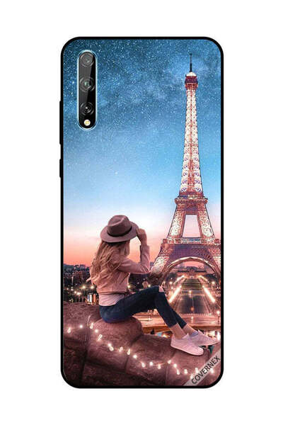 Covernex غطاء حماية لهاتف هواوي Y8P/P Smart S، فتاة قبعة بنية وبرج إيفيل
