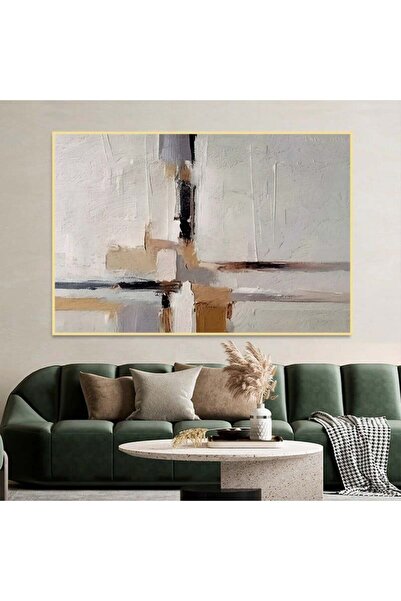 Marktna لوحة قماشية بتصميم الفن التشكيلي مع برواز ذهبي مجوف