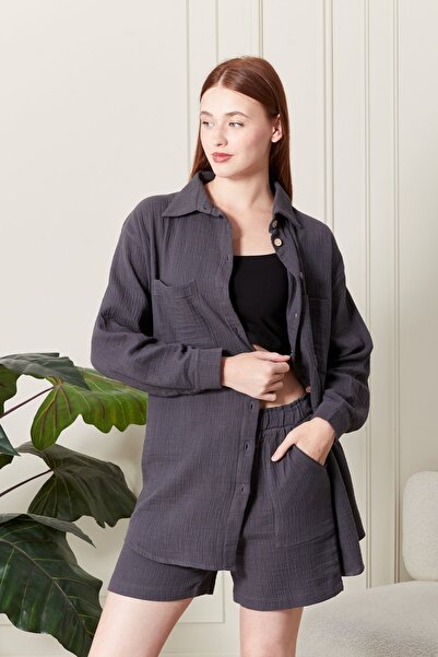 MAKSEN TEKSTİL 100% Cotton Fabric Women's Shirt