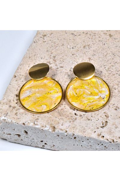 NARRU NARRU handmade earrings, round, yellow and gold, Asha 44