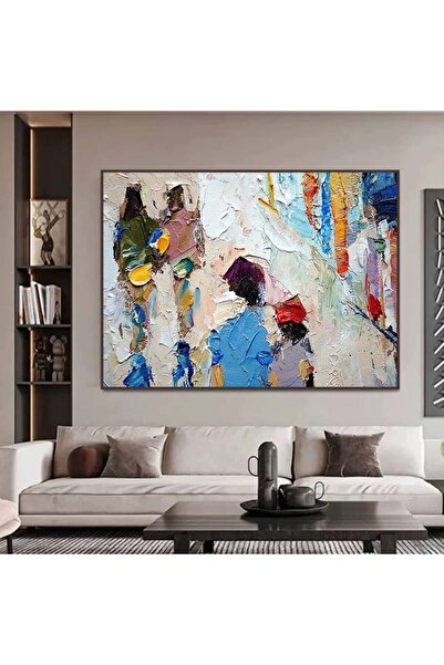 SND لوحة قماشية بتصميم الفن التشكيلي مع برواز شامبين مجوف