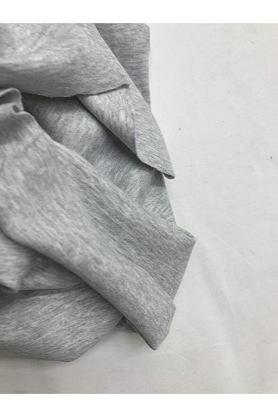 Yiğit Kumaş Gray Stretch Baby Ribana Combed Cotton Fabric, Piece 85X160 cm