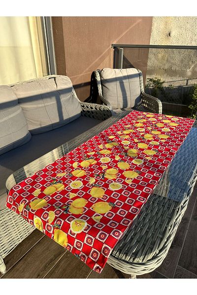 Karam Home Venus Series Lemon Printed 140X50 cm Red Color Runner