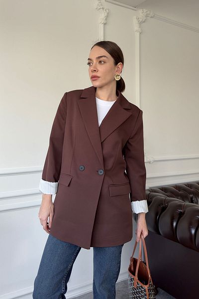 MAGARDE Jachetă blazer cu mânecă pliabilă - maro