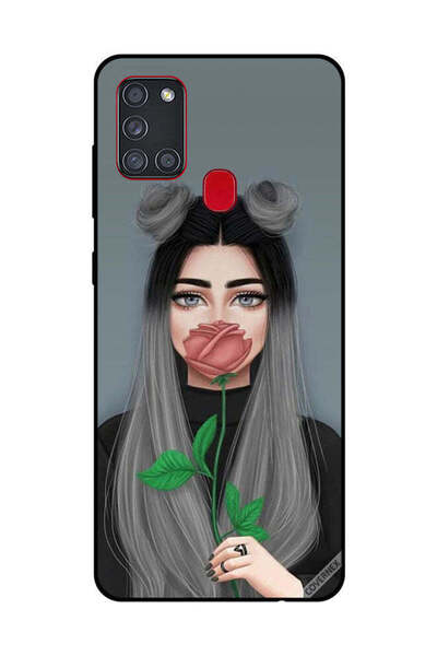 Covernex غطاء حماية لهاتف سامسونج جالاكسي A21S، فتاة لطيفة تخفي فمها على شكل ...