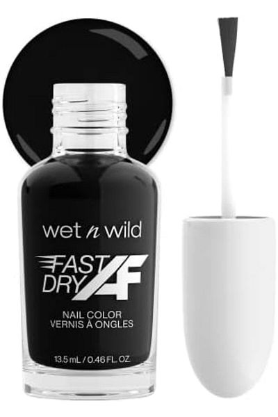 WET N WİLD wet n wild Fast Dry AF Nail Polish Color, Black Throwing Shade | Quick Drying - 40 Seconds | Long La